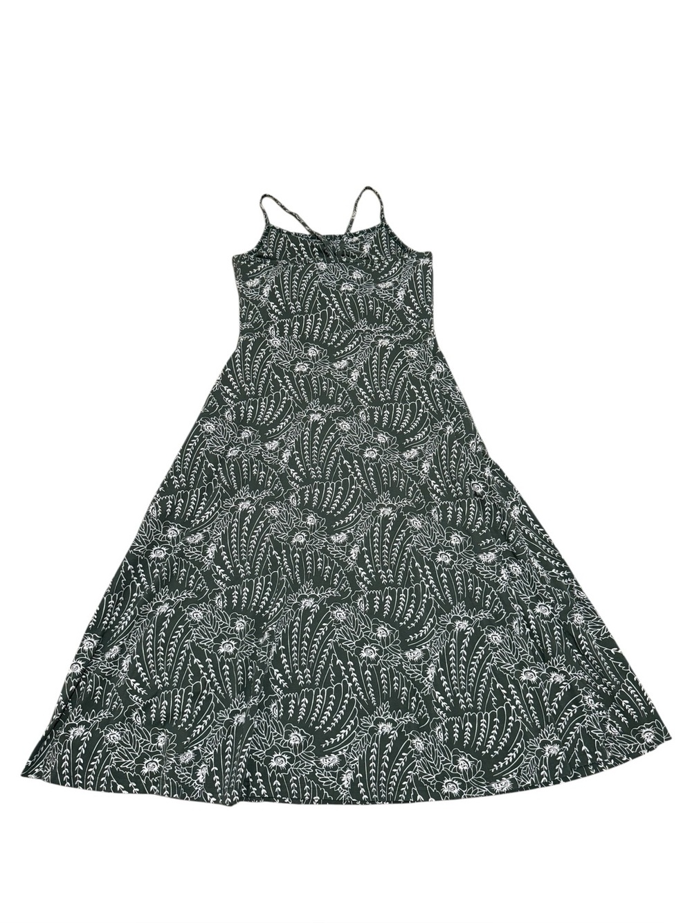 PACT Organic Fit & Flare Midi Dress in Sage Green Floral Size Small Large - Picture 7 of 8